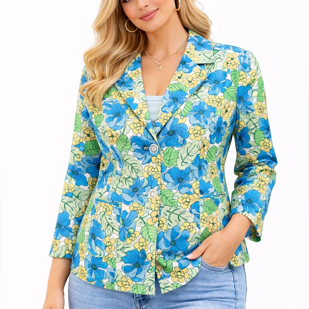 Norton McNaughton linen blend Floral Blazer‎ 12